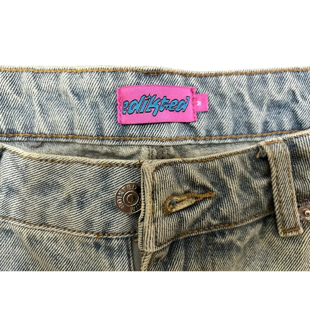 Edikted Light Wash Blue Wide Leg Jeans M - Picture 4 of 7